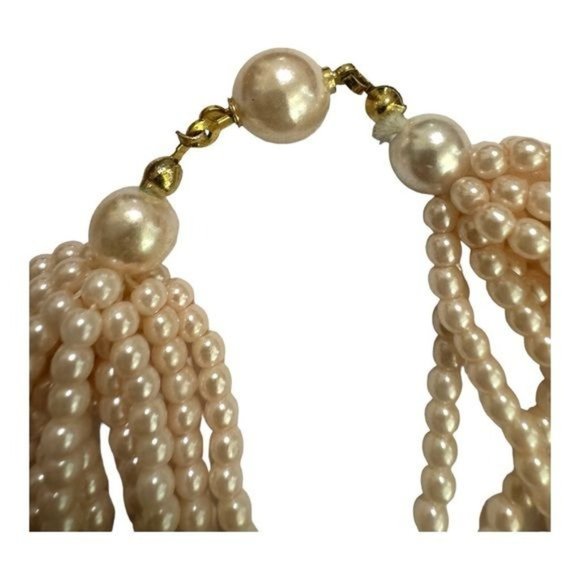 Vintage 80s, 10 Strand Pink Rose Seed Bead Necklace 9.5” Long - Picture 2 of 10